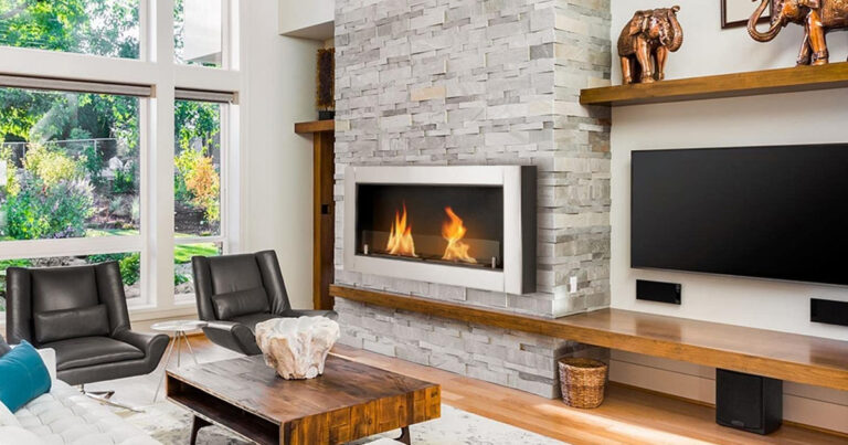 Camino a bioetanolo: 8 idee per un soggiorno di design camino-a-bioetanolo da parete