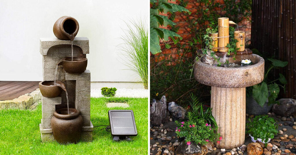 fontana in pietra in giardino