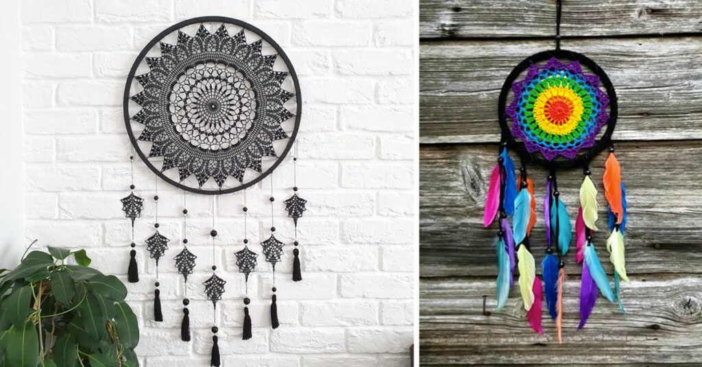 Acchiappasogni fai da te all’uncinetto.