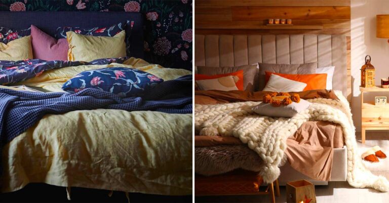 Tessuti d'autunno in camera da letto: calore e bellezza Camera da letto autunnale.