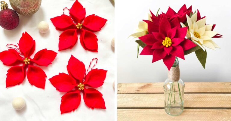 Stella di natale in feltro: cartamodello e tante idee per ispirarsi Stelle di Natale con il feltro fai da te di