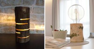 lampade realizzate con tronchi