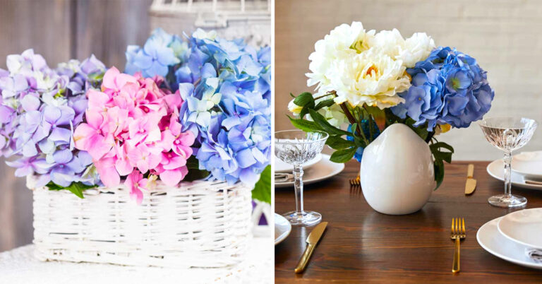 Realizzare un magnifico centrotavola con le ortensie: 7 splendide idee per la casa Centrotavola magnifico con ortensie.
