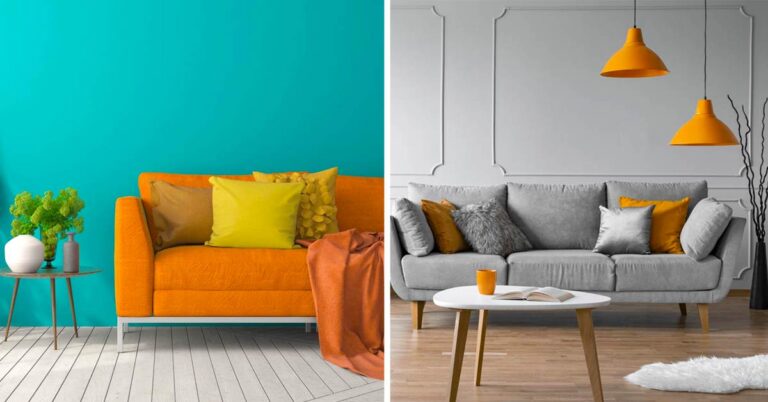 Ispirazioni per un soggiorno pieno di personalità con l'arancione Idee per arredare soggiorno arancione.