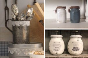 Barattoli shabby chic vintage per la cucina.