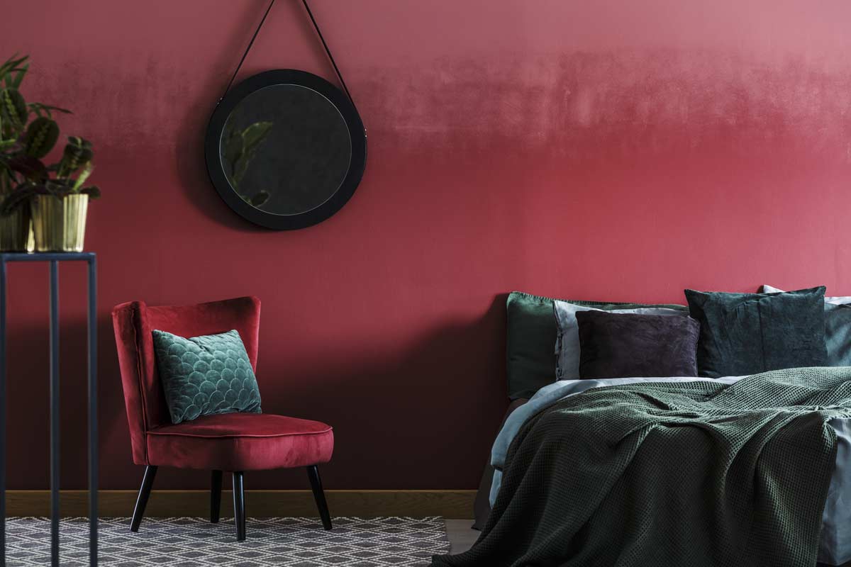 arredare la camera da letto con il color bordeaux
