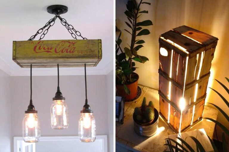 Realizzare una lampada fai da te con le cassette di legno: 7 idee originali per ispirarsi Lampada fai da te con le cassette di legno.