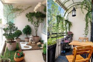 Un piccolo giardino in balcone.