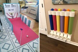 Intrattenere i bambini in casa con giochi fai da te.