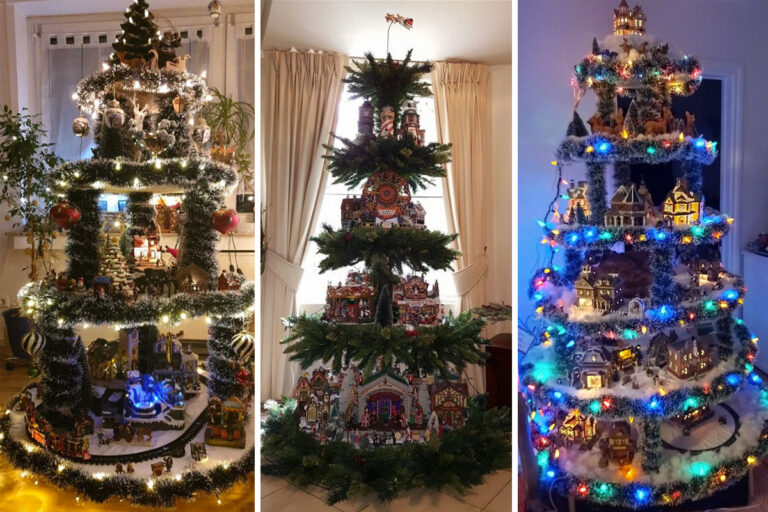 Un albero di Natale con villaggio integrato: 10 idee per un’atmosfera di pura magia albero con villaggio integrato