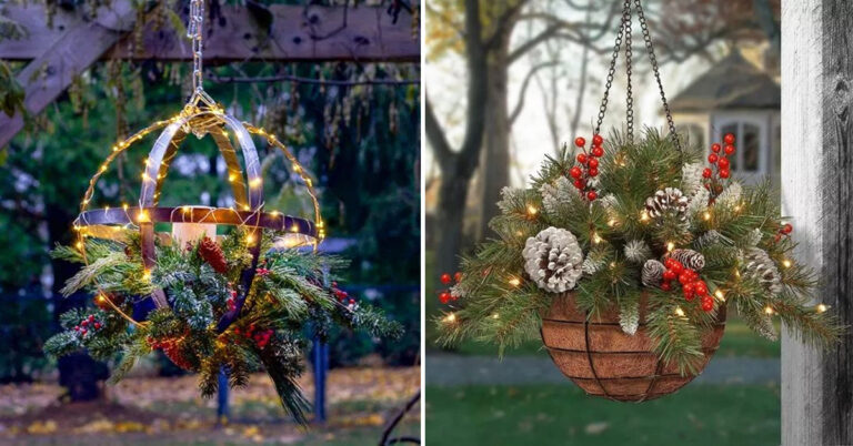 Un bel cesto natalizio sospeso per decorare l'esterno! 8 idee per ispirarvi cesto-natalizio-fai-da-te