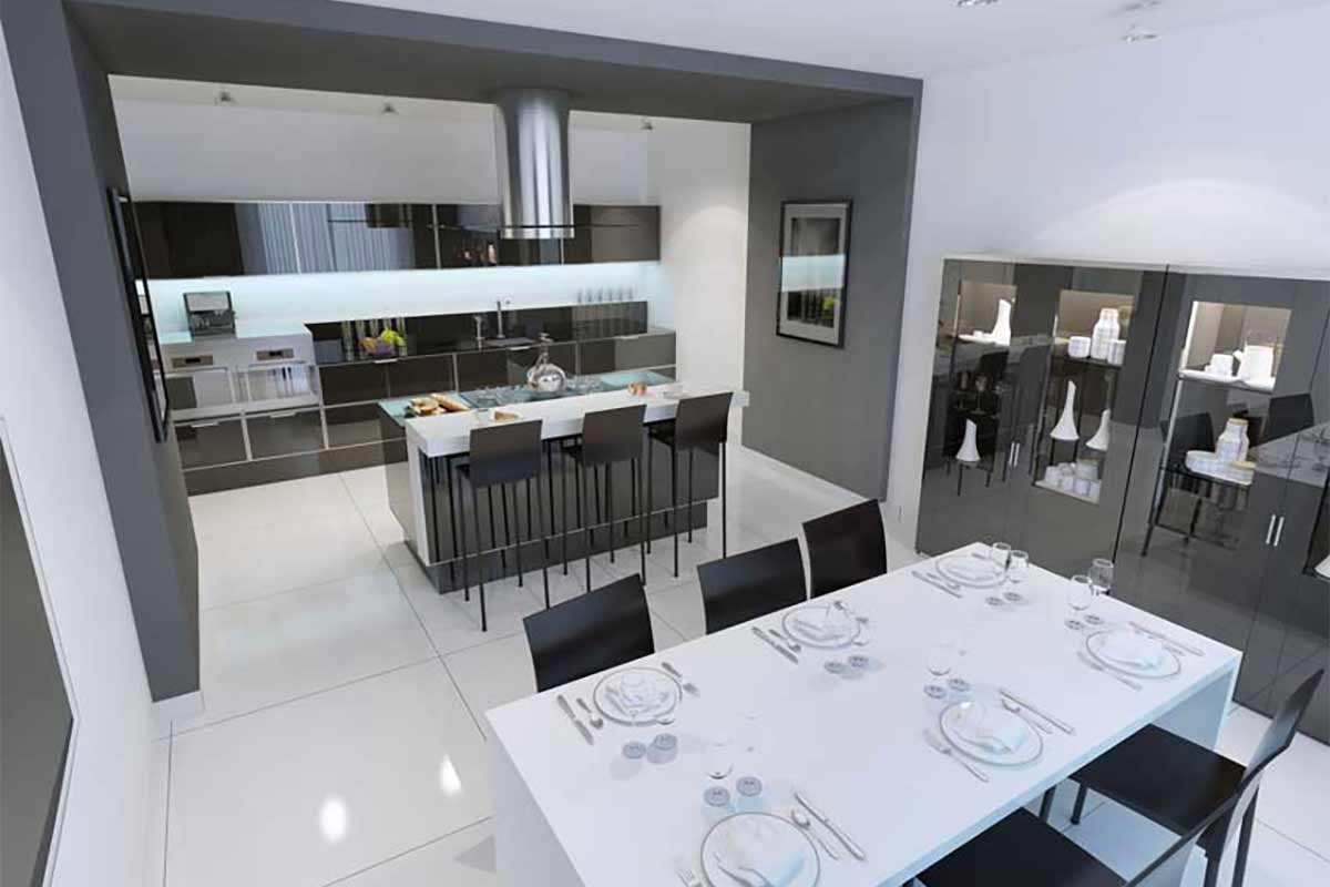 cucina con isola moderna open space