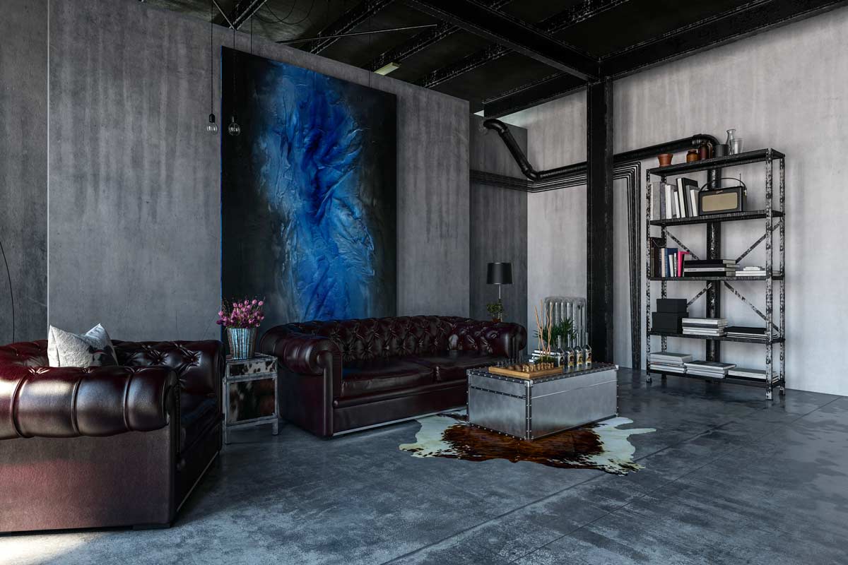 salotto in stile industriale