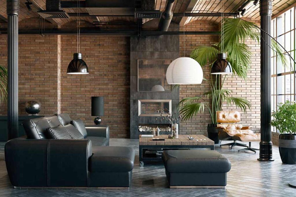 salotto stile industriale