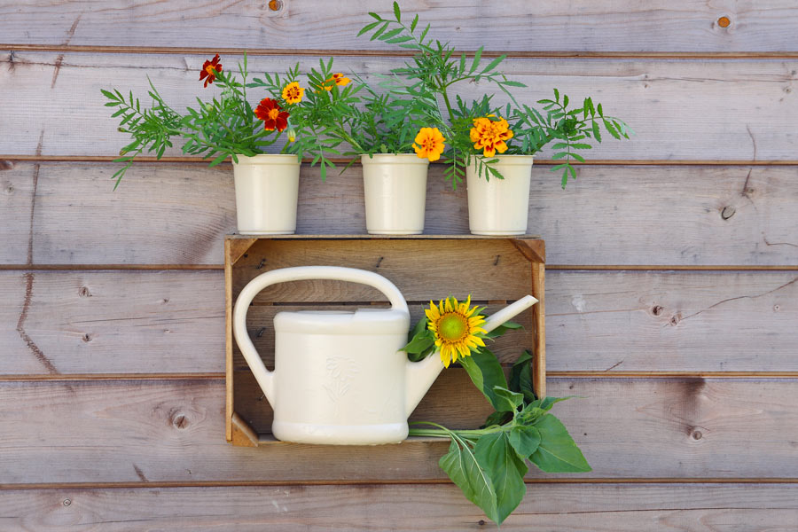 Decorare una cassetta di legno per la primvera.