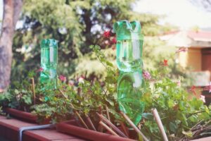 Sistema di irrigazione fai da te con bottiglie di plastica