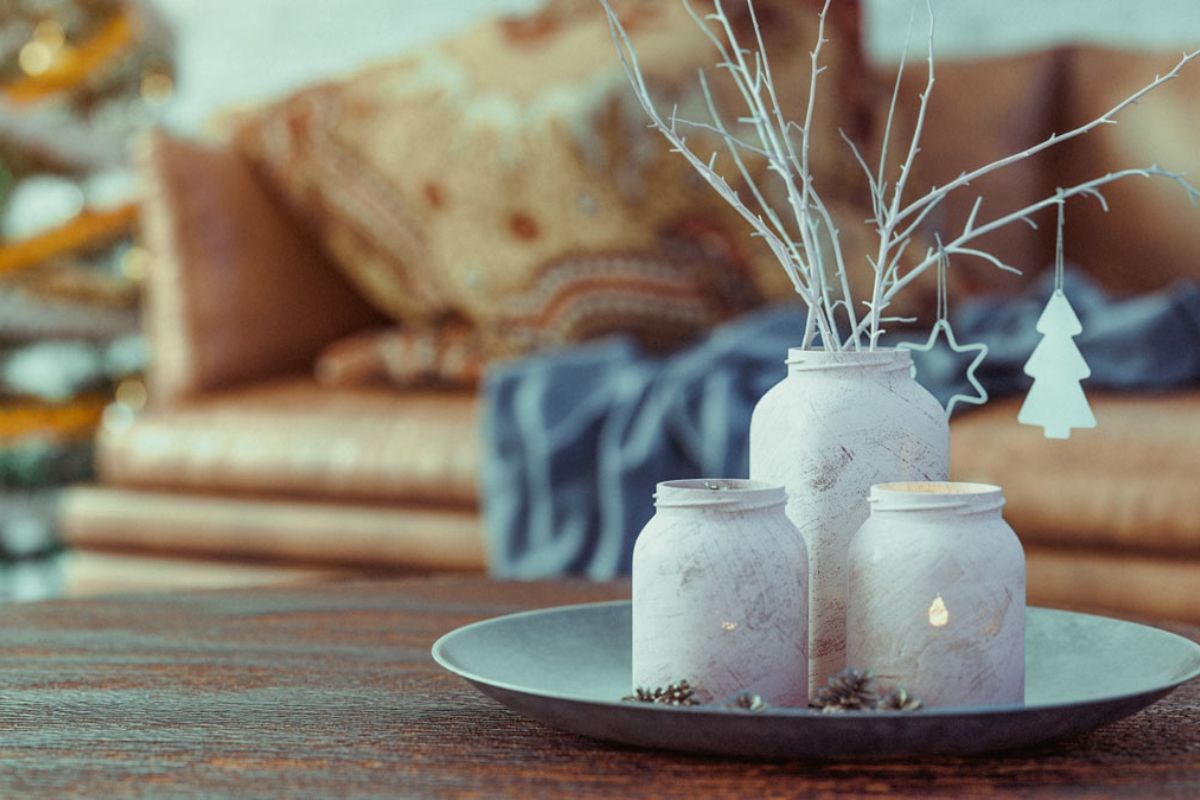 Barattoli di vetro decorati per Natale