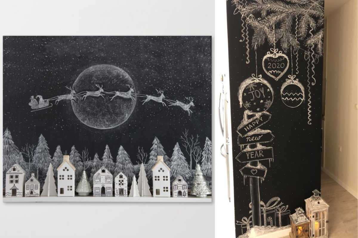 decorazioni natalizie effetto lavagna