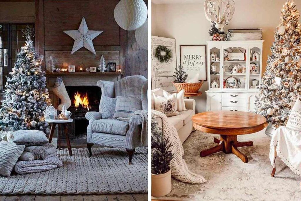 Soggiorno shabby chic natalizio