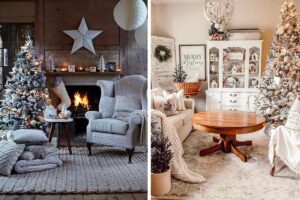 Soggiorno shabby chic natalizio