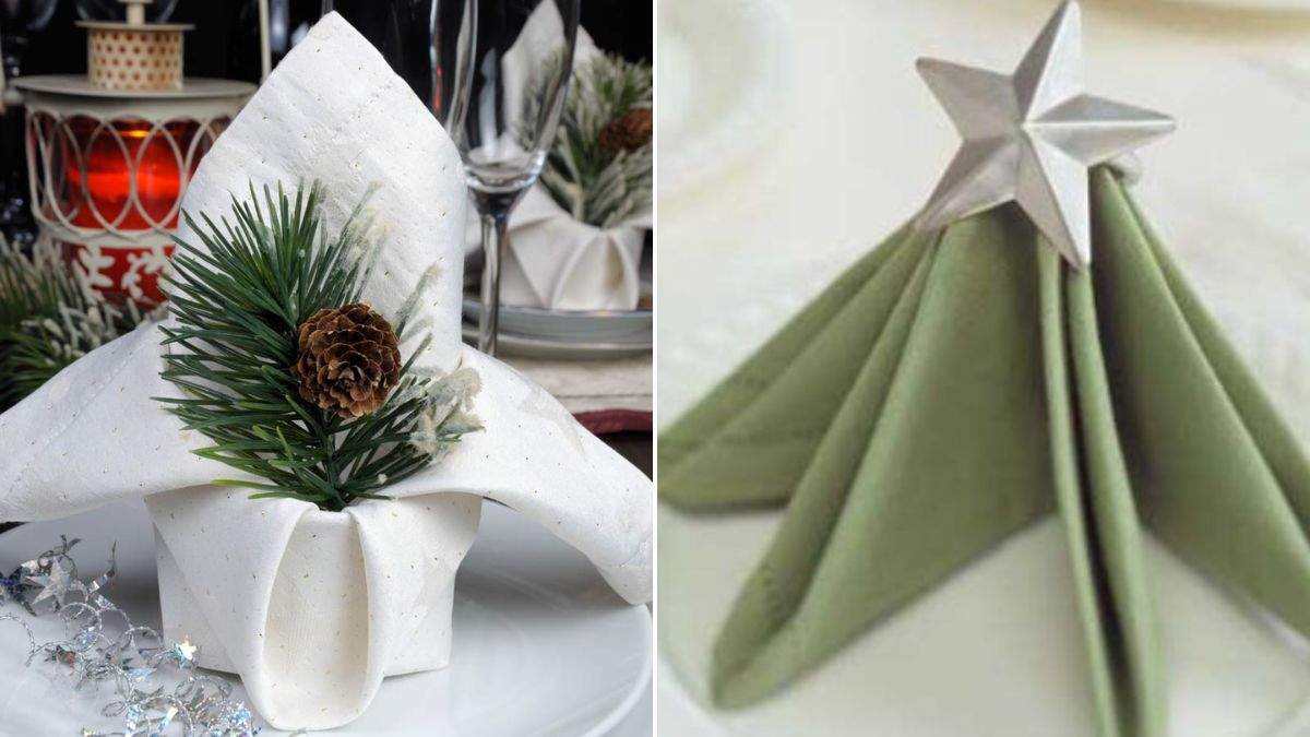 come piegare i tovaglioli a forma di alberello