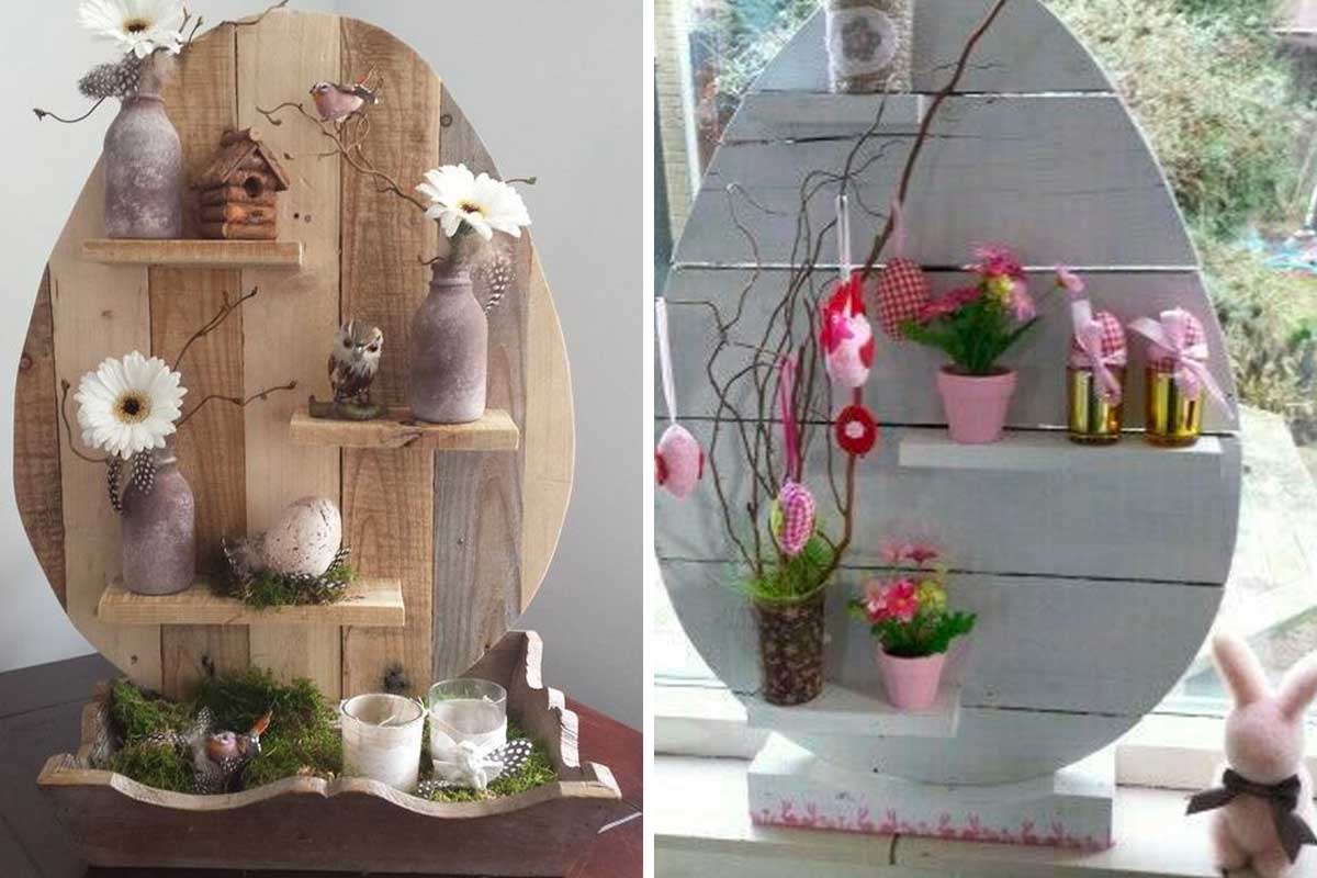 uova pasquali fai da te con pallet di legno